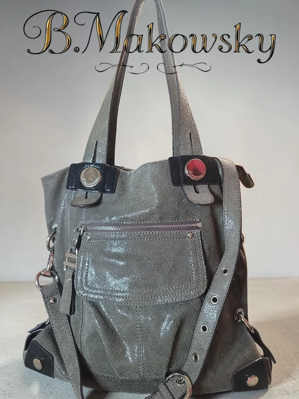 b. makowsky Gray Shoulder Bag Euc